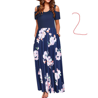 Women's Suspender Dress with European and American Print