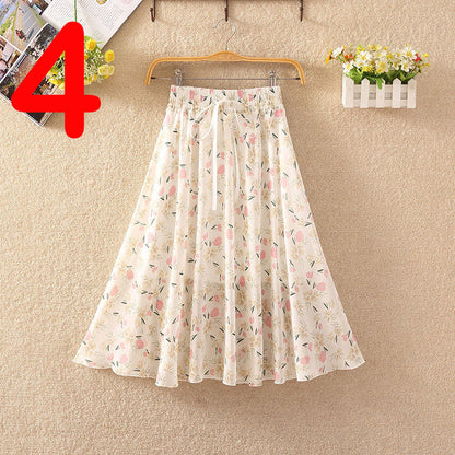Summer Women's Lightweight Printed Chiffon Skirt