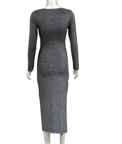 New Women's Sparkly Long Sleeve Dress with Slit