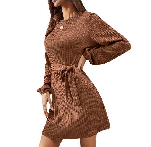 European American Long Sleeve Twist Knit Dress