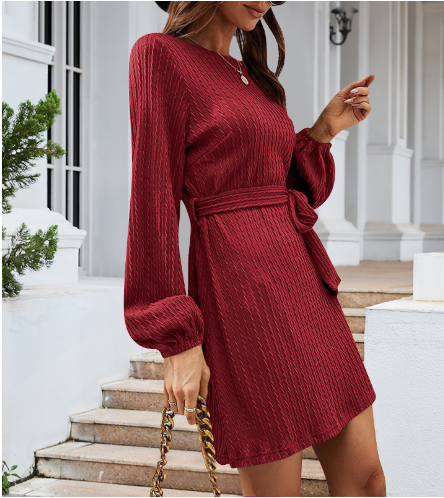 European American Long Sleeve Twist Knit Dress