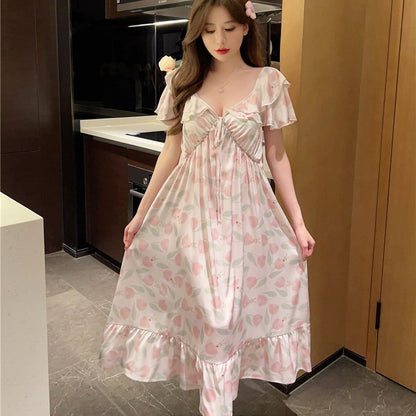 Women's Summer French Silk Pajamas Set