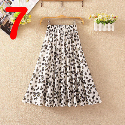 Summer Women's Lightweight Printed Chiffon Skirt