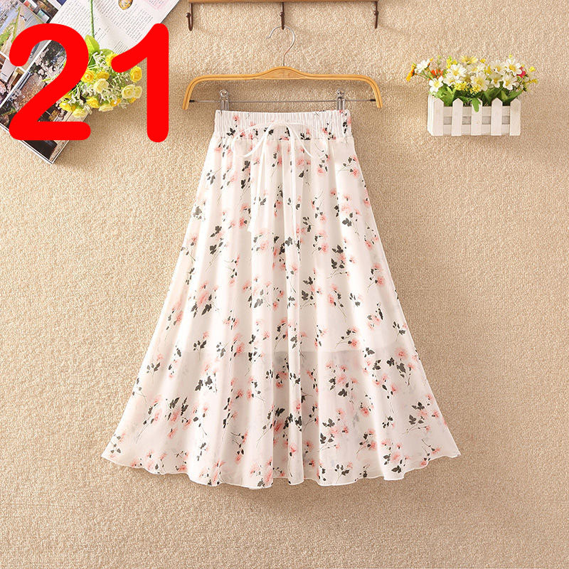 Summer Women's Lightweight Printed Chiffon Skirt