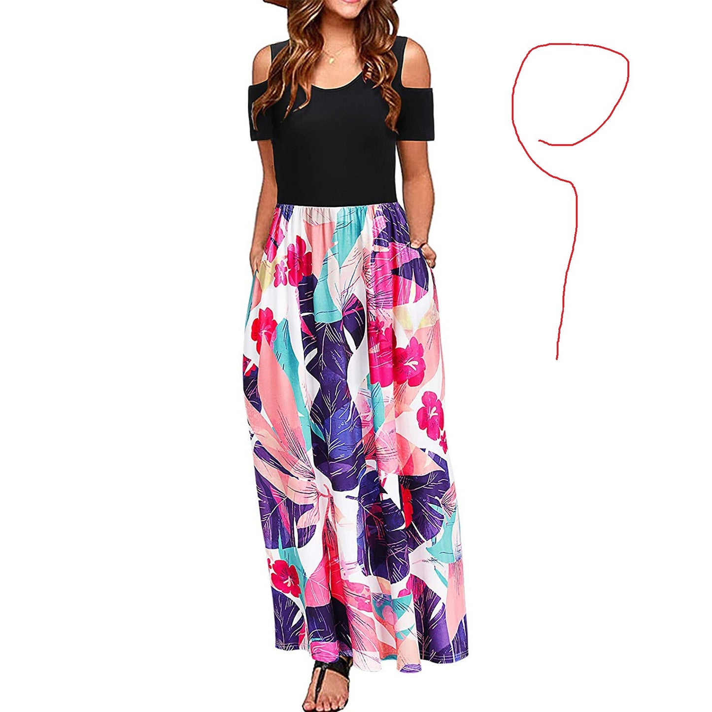 Women's Suspender Dress with European and American Print