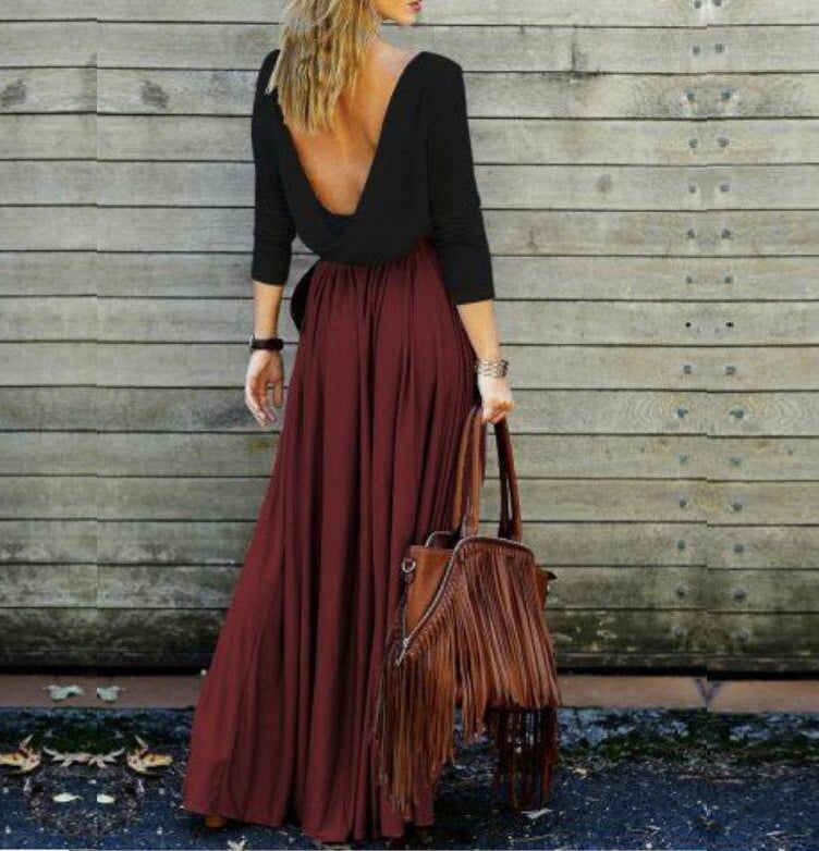 European and American Solid Color Long Skirt