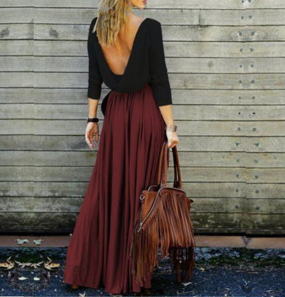 European and American Solid Color Long Skirt