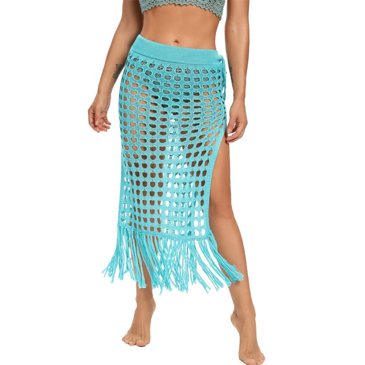 Ladies Fashion Slit Fringe Beach Skirt