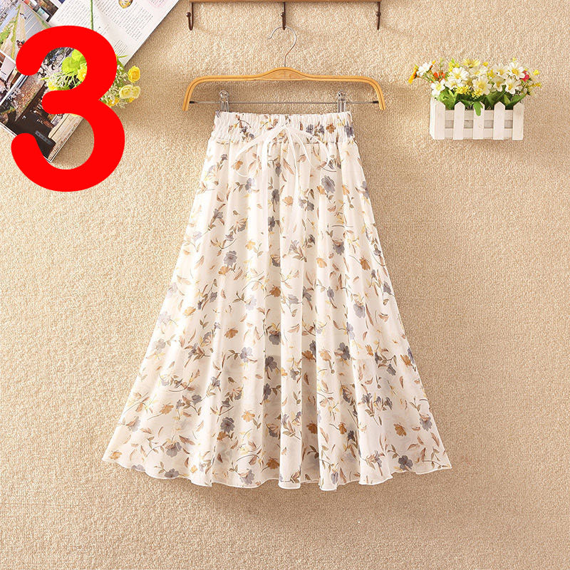Summer Women's Lightweight Printed Chiffon Skirt