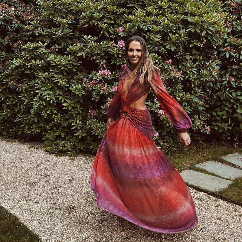European American Autumn Long-sleeved Gradient Dress