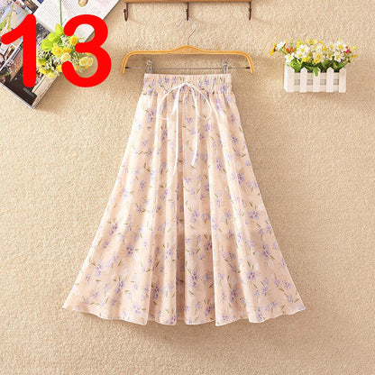 Summer Women's Lightweight Printed Chiffon Skirt