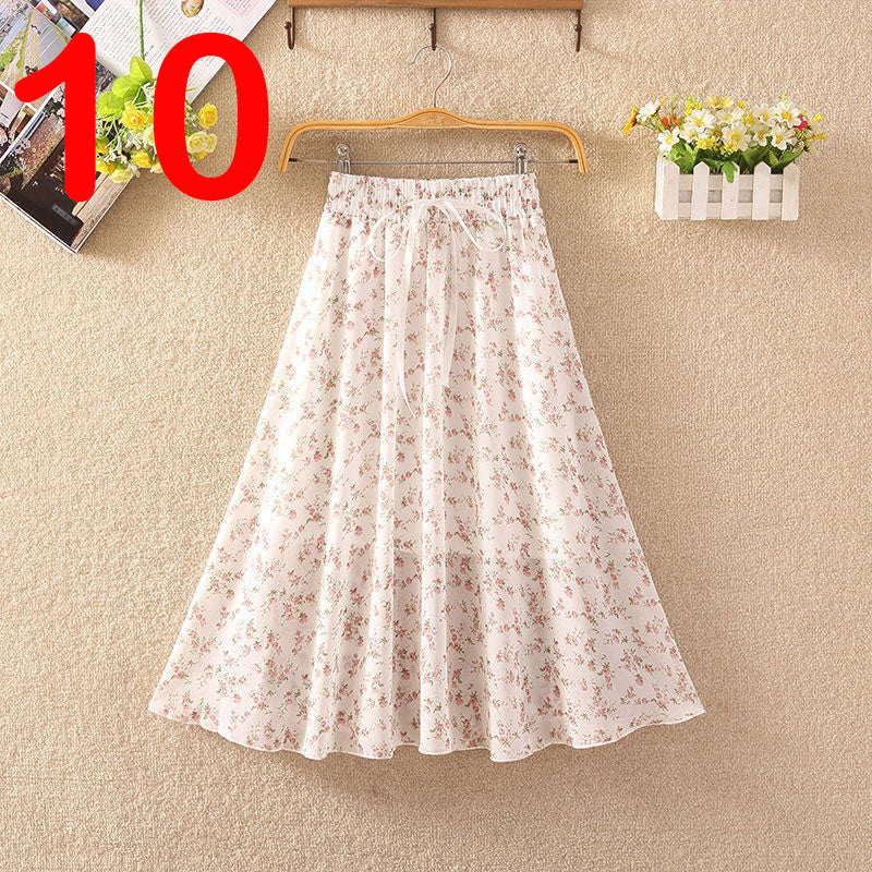 Summer Women's Lightweight Printed Chiffon Skirt