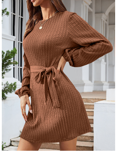European American Long Sleeve Twist Knit Dress