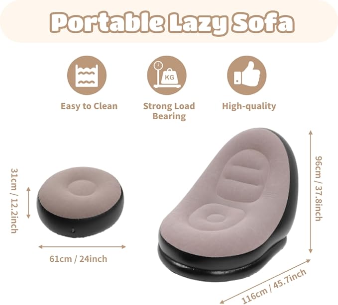 Sofá Cama Inflable Portátil con Reposapiés - additional image 1
