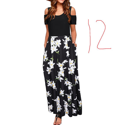 Women's Suspender Dress with European and American Print
