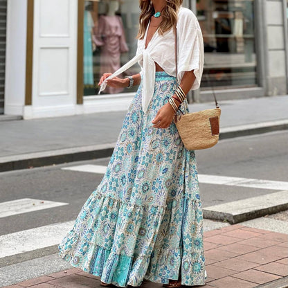 European Print Maxi Skirt - Summer 2023 Casual Wear