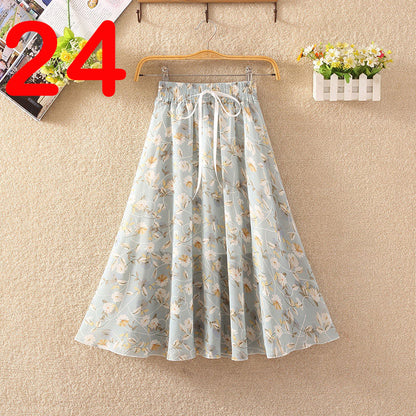 Summer Women's Lightweight Printed Chiffon Skirt