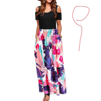 Women's Suspender Dress with European and American Print