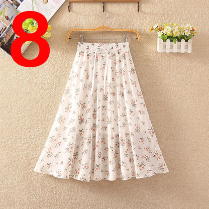 Summer Women's Lightweight Printed Chiffon Skirt