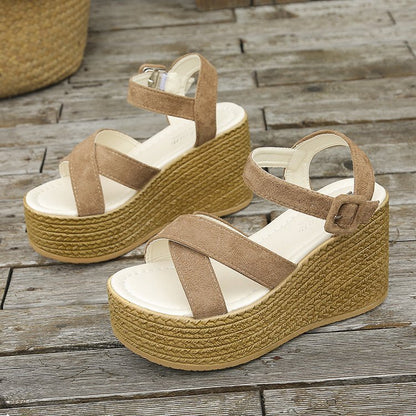 Women's Summer Wedge Sandals with Hemp Heels