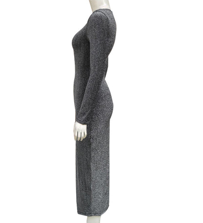 New Women's Sparkly Long Sleeve Dress with Slit