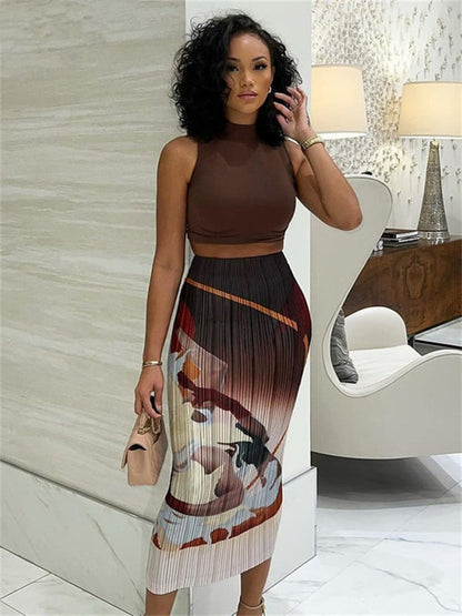 Printed Women's Elastic Waist Summer Dress