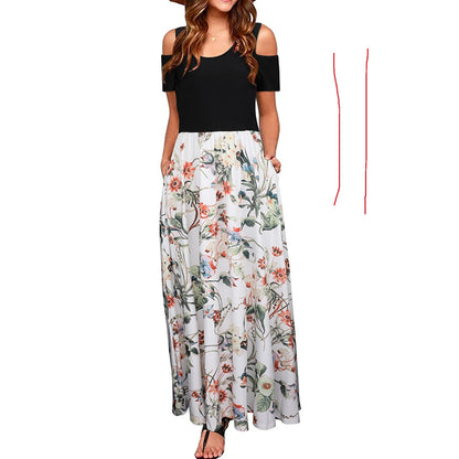 Women's Suspender Dress with European and American Print