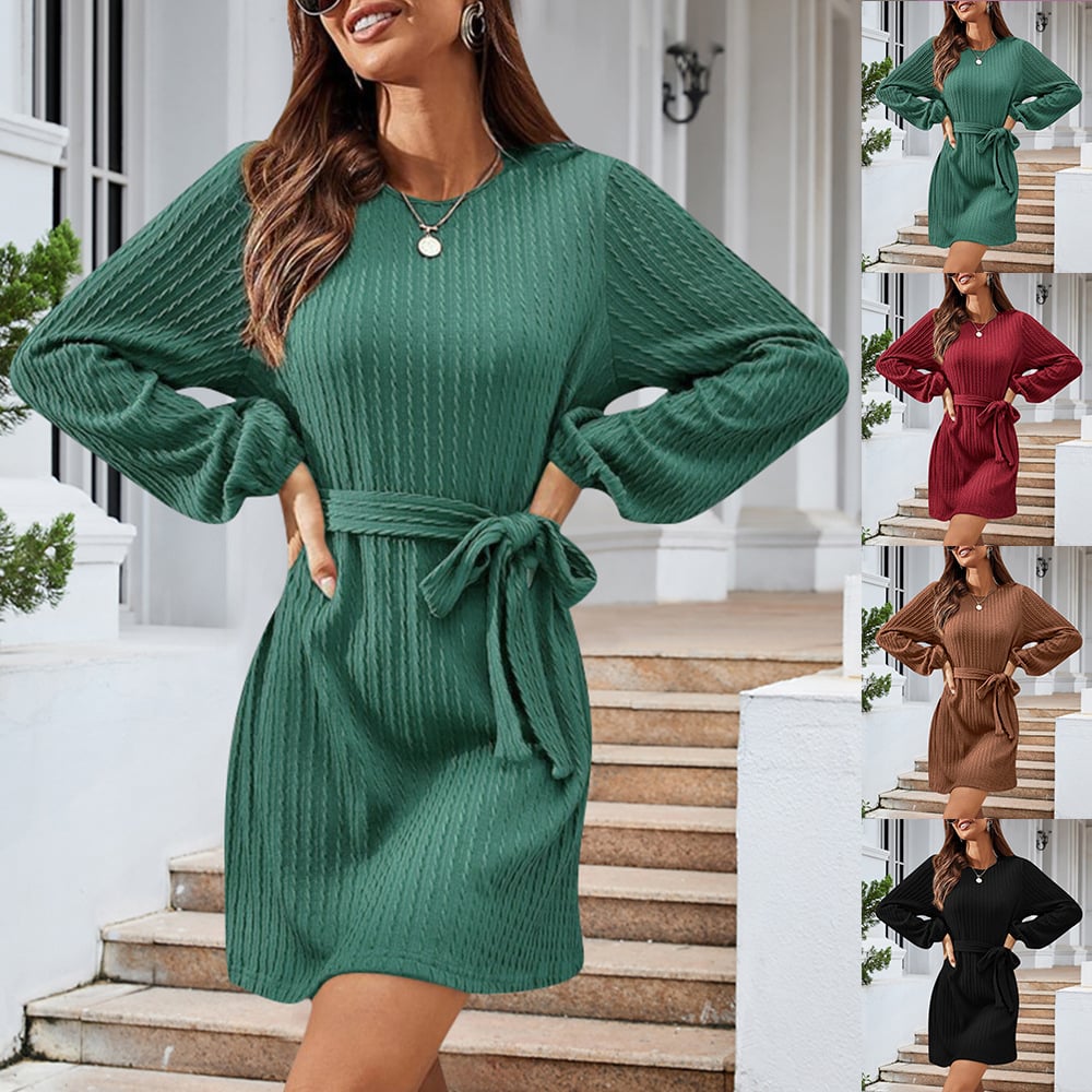 European American Long Sleeve Twist Knit Dress