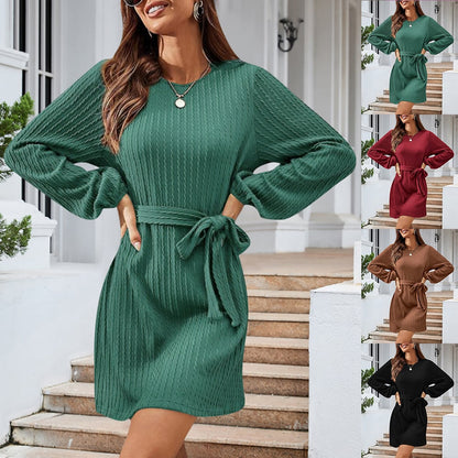 European American Long Sleeve Twist Knit Dress