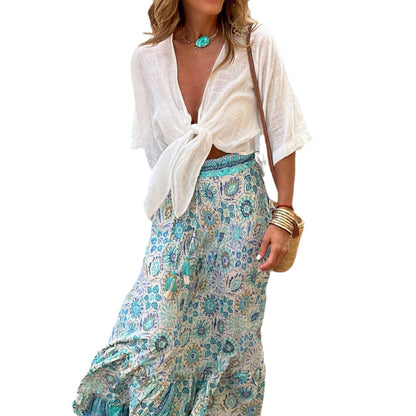 European Print Maxi Skirt - Summer 2023 Casual Wear