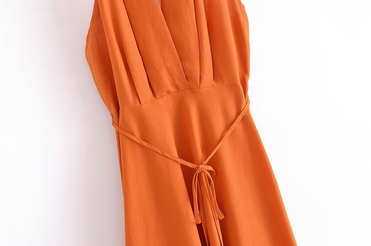 Summer New Women's European Style V-Neck Backless Dress