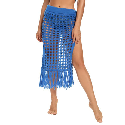 Ladies Fashion Slit Fringe Beach Skirt