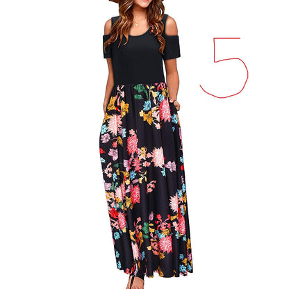 Women's Suspender Dress with European and American Print