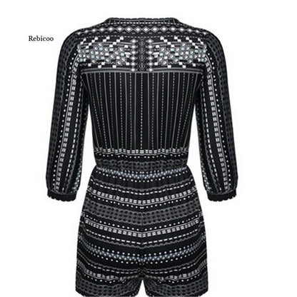 Elegant Vintage Print Women's Summer Jumpsuit