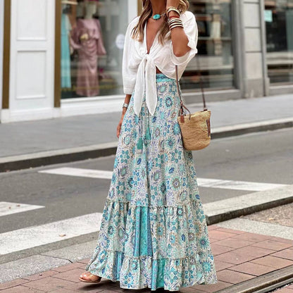 European Print Maxi Skirt - Summer 2023 Casual Wear