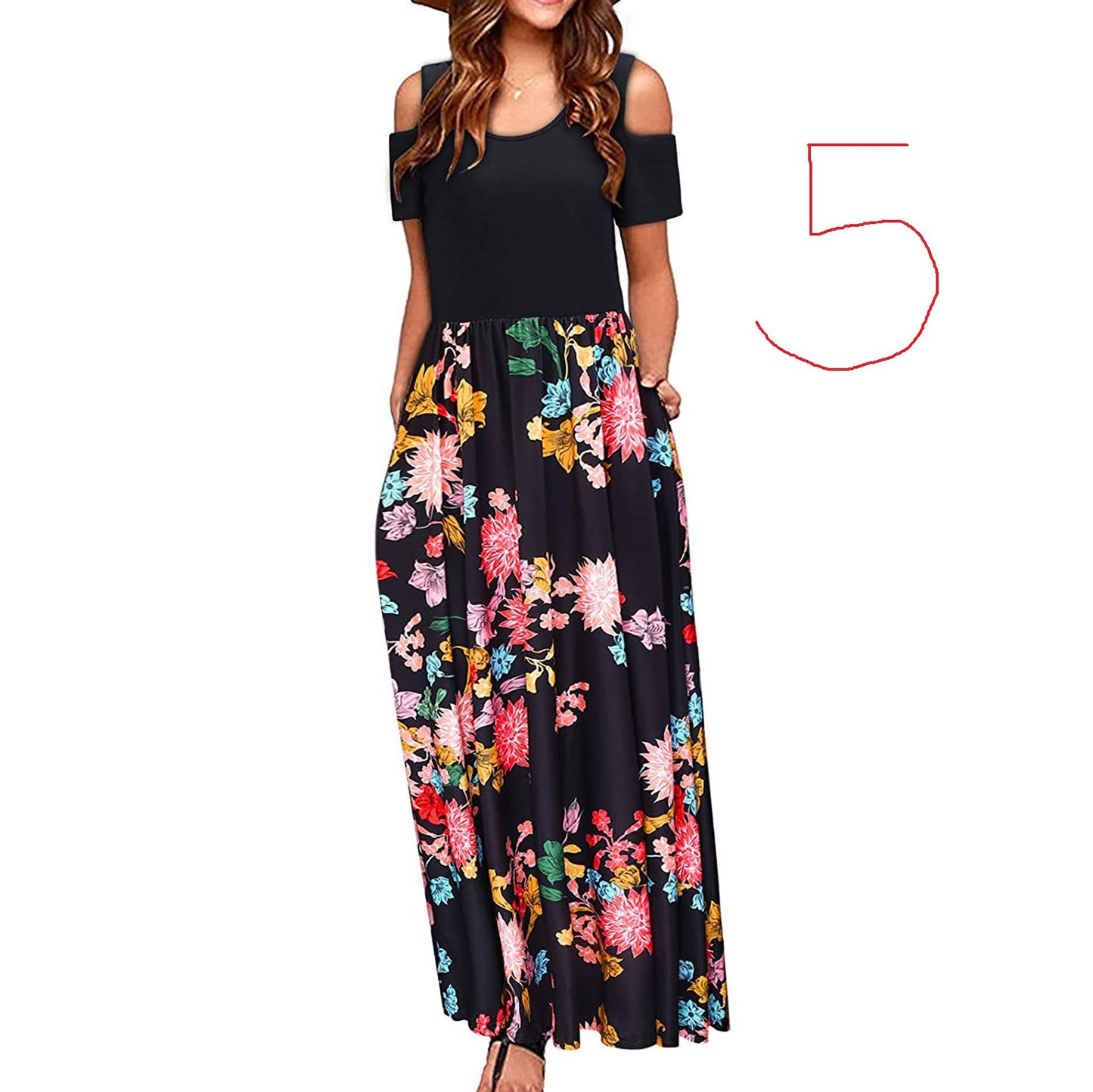 Women's Suspender Dress with European and American Print
