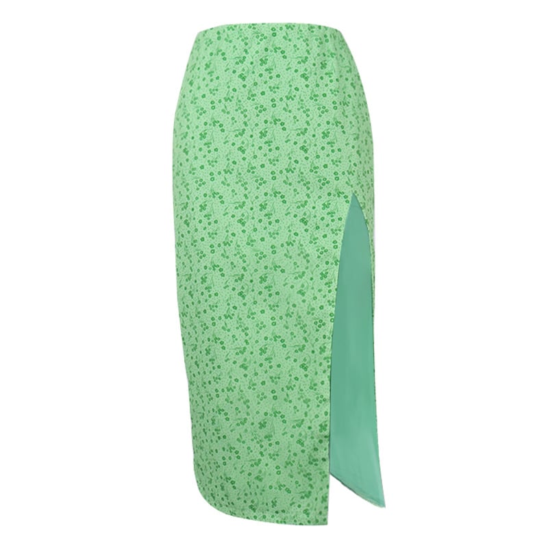 Women's Floral High Slit Versatile Long Skirt