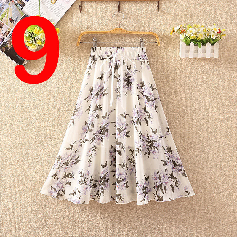 Summer Women's Lightweight Printed Chiffon Skirt